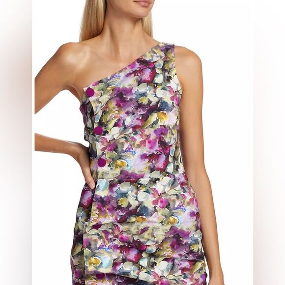 Chiara Boni La Petite Robe Floral One-Shoulder Dress size 8 - Picture 5 of 12